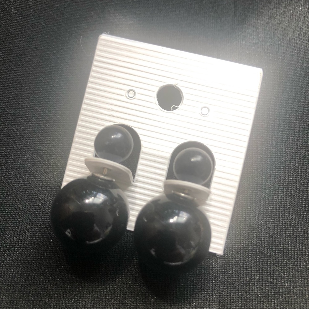 Black globe jacket earrings